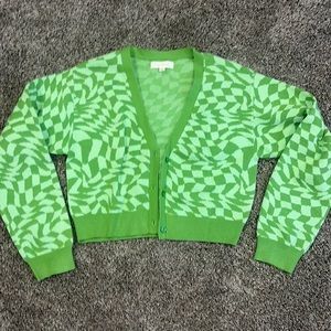 La hearts green cardigan sweater, size XS, gently worn